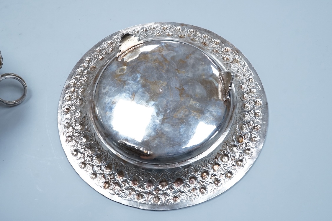 An Elizabeth II silver baluster christening mug, Wakely & Wheeler, London, 1965, with engraved inscription to the base, 10cm, together with two modern silver mounted photograph frames including a double and one other met